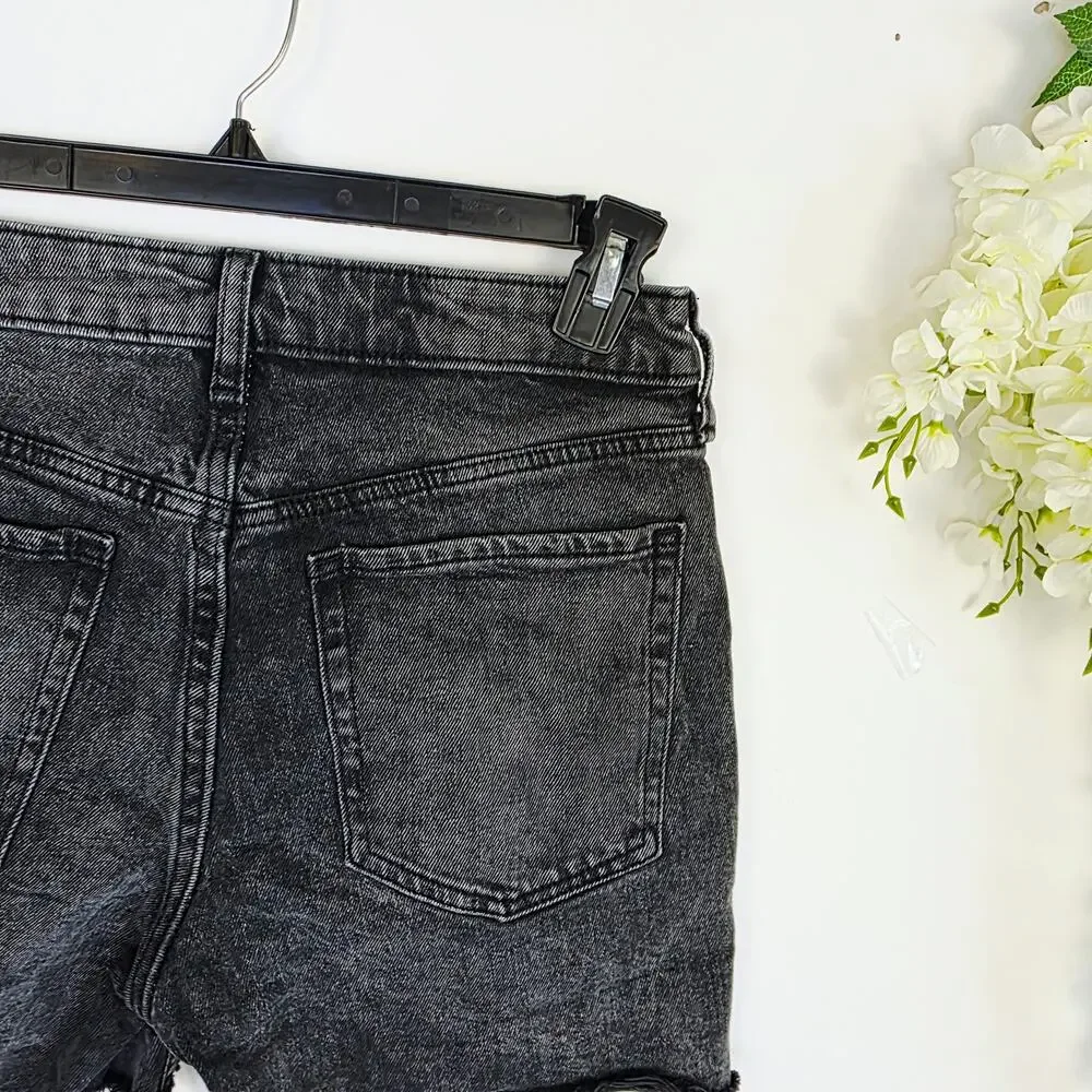 Old Navy O.G. Straight Shorts Size 4 Black Distressed High Rise Grunge Festival